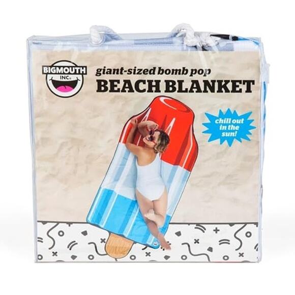 BigMouth Inc Giant Beach Blanket Bomb Pop Beach Blanket Red White Blue - Picture 1 of 4